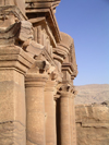 Jordan - Petra / Sela (Maan / Ma'an province): monastery - Ad Deir - up close - Rock cut architecture - photo by R.Wallace