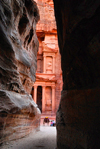 Jordan - Petra: walking to the Khazneh - end of the Siq - one of the New Seven Wonders of the World - photo by M.Torres