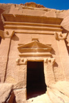 Saudi Arabia - Madain Salah / Madain Saleh / Madain Salih: small tomb - Nabatean tomb sculpted in the rock - Unesco world heritage site - photo by F.Rigaud