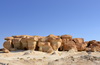 Al-Qarah, Al-Hofuf, Al-Ahsa Oasis, Eastern Province, Saudi Arabia: hoodoos in the making - erosion in course at Al-Qarah mountain / Jabal Al-Qarah, UNESCO world heritage site - photo by M.Torres