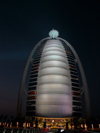 Jumeirah, Dubai, UAE: Burj Al Arab hotel at night - built on an artificial island - photo by J.Kaman