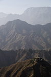 Hajjah governorate, Yemen: mountains and two villages seen from Hajjah - photo by J.Pemberton